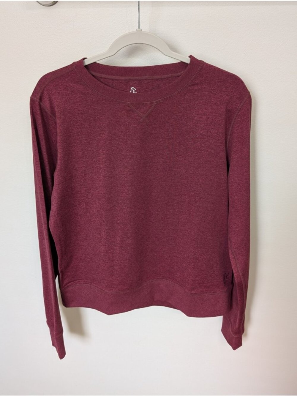 Rhoback Pace Performance Crew Shirt Mens M Red/Maroon Long Sleeve Pullover *Logo